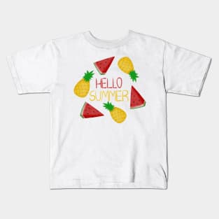 Hello Summer tropical fruits Kids T-Shirt